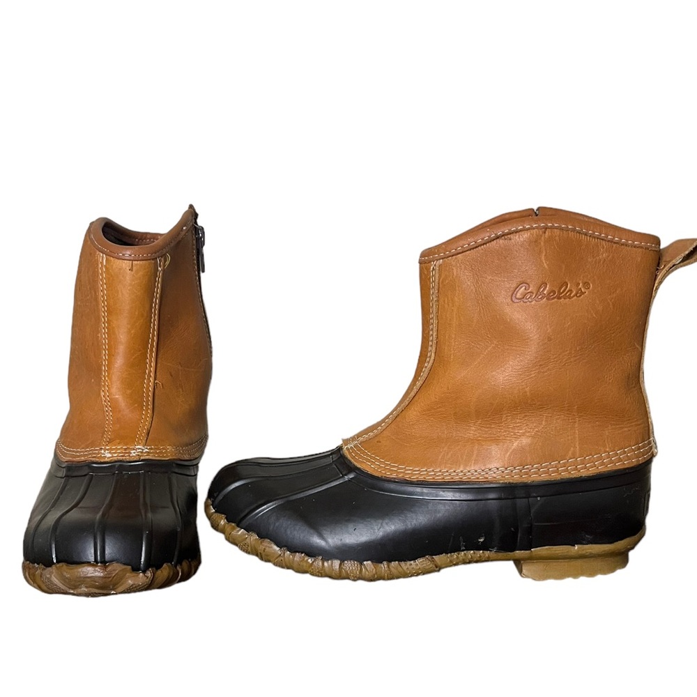 Cabelas Mens Side Zip Duck Boots Leather Steel Shank Thinsulate Size 10